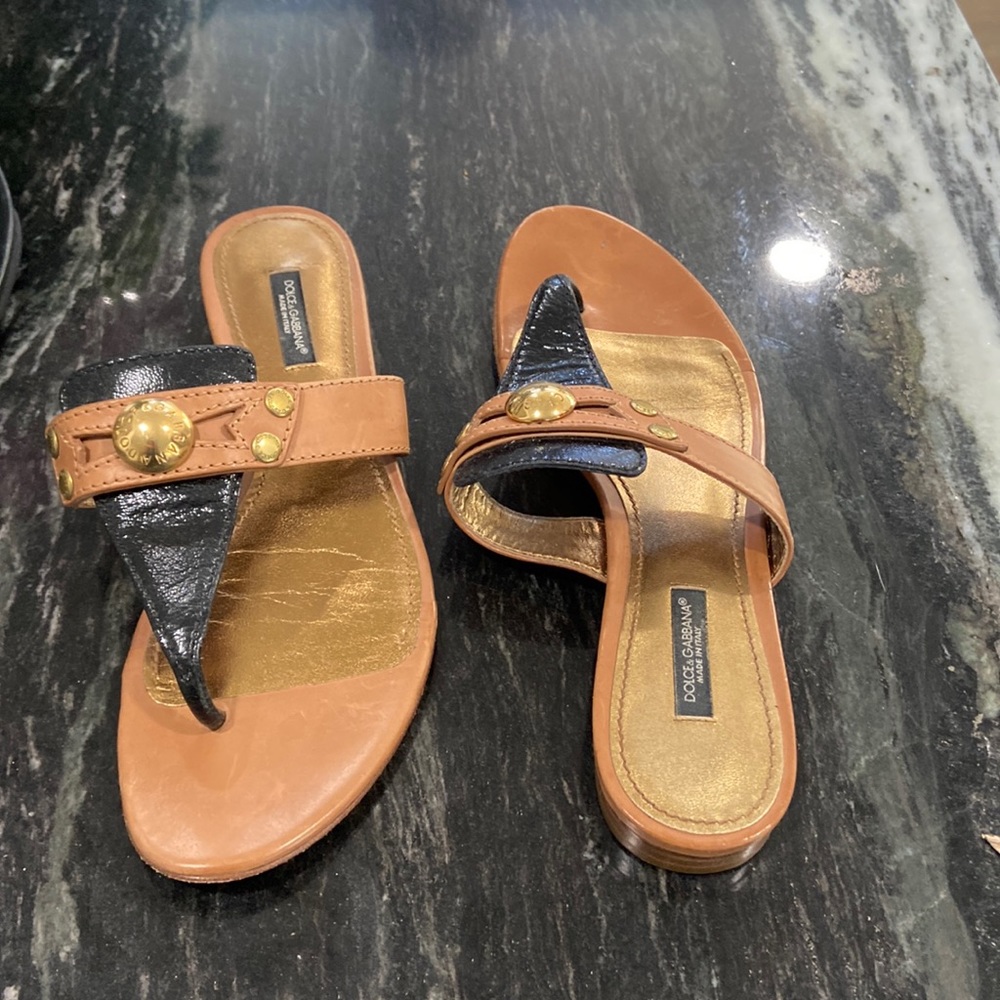 Black and Tan Dolce and Gabbana sandals